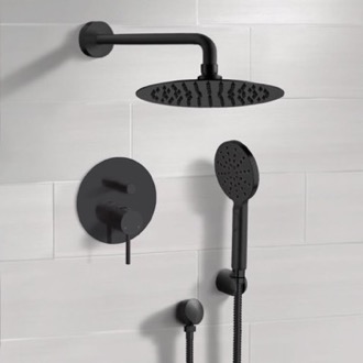 Shower Faucet Matte Black Shower System With Rain Shower Head and Hand Shower Remer SFH83